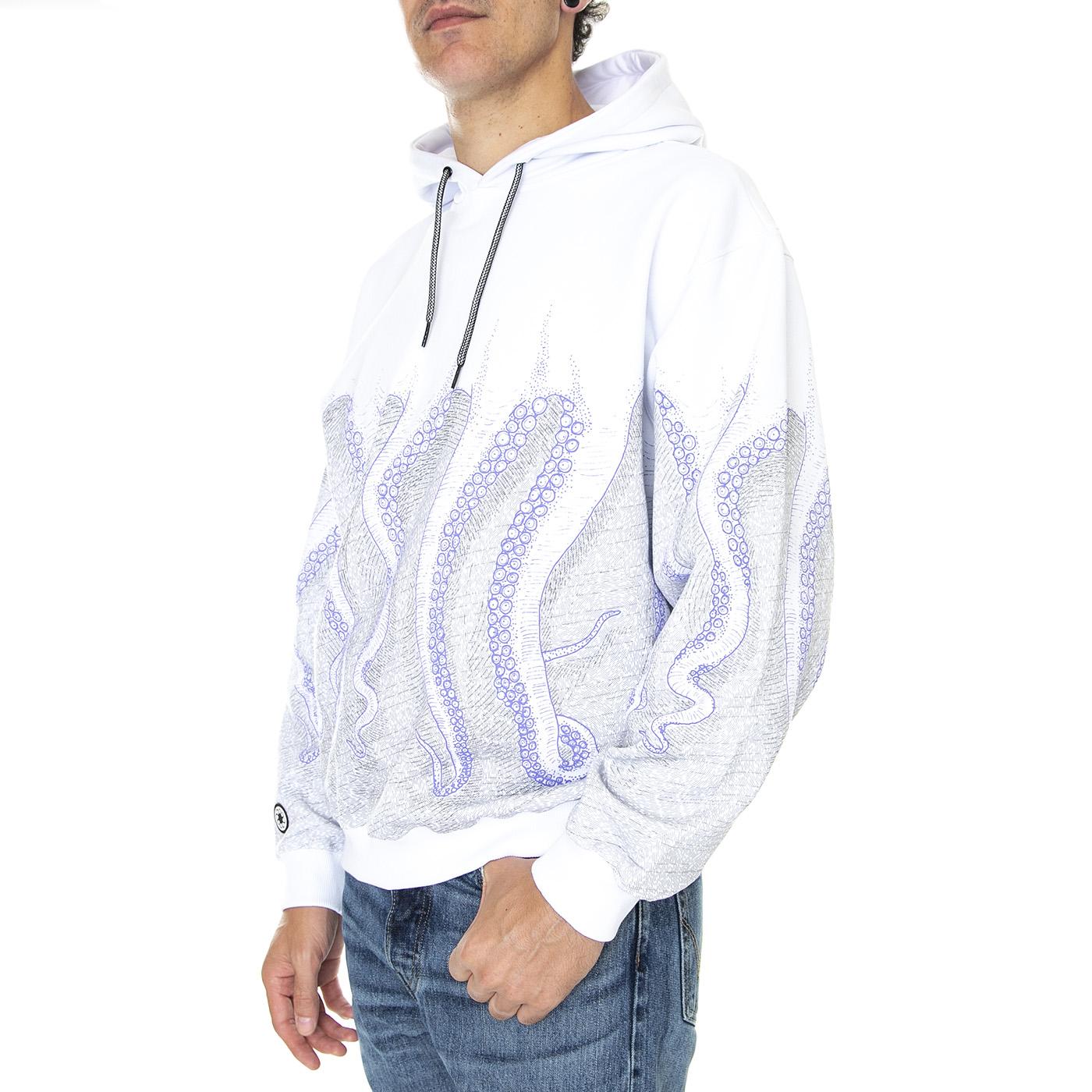 Milan Octopus Hoodie White - Felpa con Cappuccio Uomo Bianca 22WOSH33-WHITE  OCTOPUS 