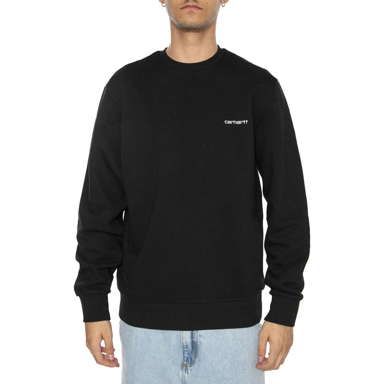 Script Embroidery Sweat Black / White - Felpa Girocollo Uomo Nera I034496-0D2 . CARHARTT WIP 
