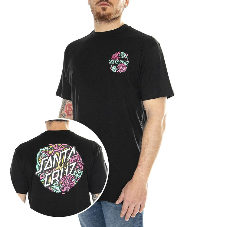 Dressen Rose Crew Two Black - Maglietta Girocollo Uomo Nera SCA-TEE-10713  SANTA CRUZ 