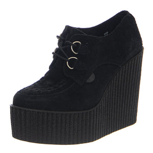 Wedge Wulfurn Black Suede - Scarpe Stringate Profilo Alto Donna Nere 11867  UNDERGROUND 