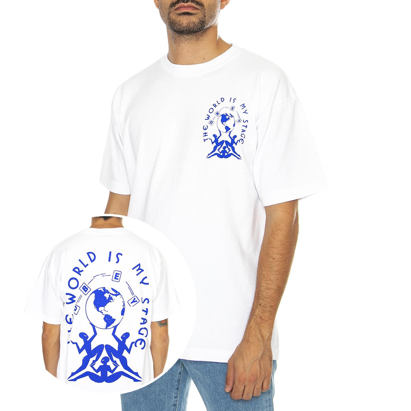 The World Is My Stage Heavy Weight Tee White - Maglietta Girocollo Uomo Bianca 166913924-WHT  OBEY 