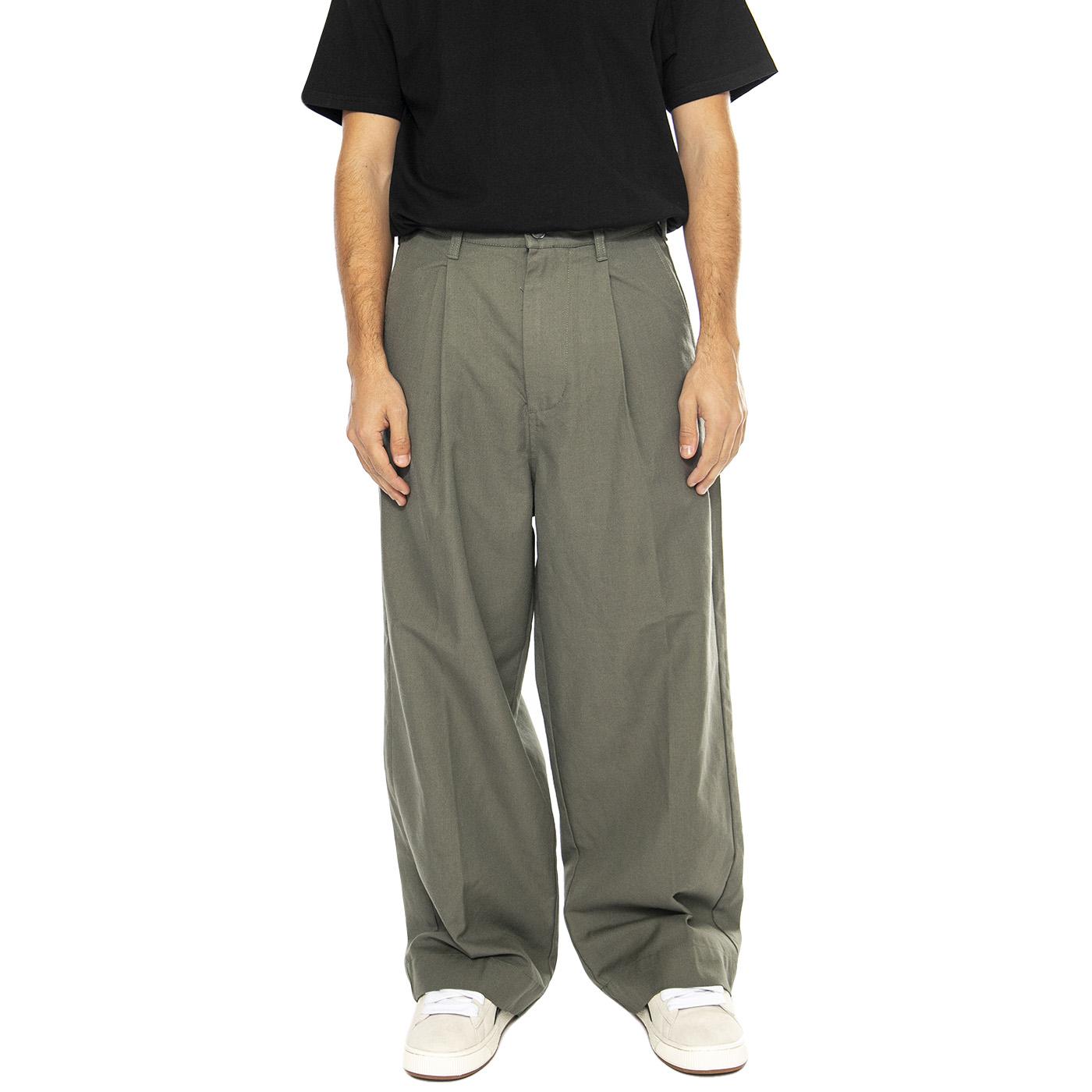 Oliver Pleated Pant Tea Leaf - Pantaloni Uomo Verdi 142020243-TEA LEAF  OBEY 