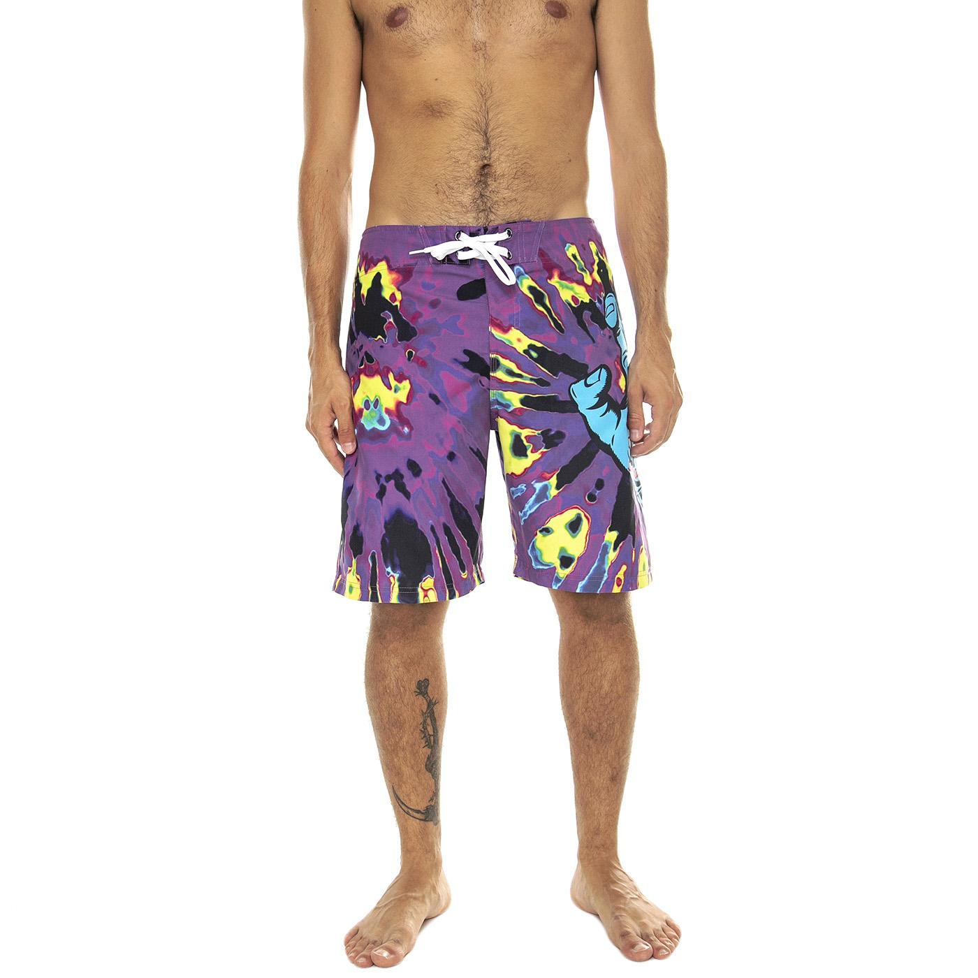 Screaming Hand Purple/Yellow/Black Tie Dye - Costume da Bagno Uomo Multicolore SCA-SHR-5092  SANTA CRUZ 