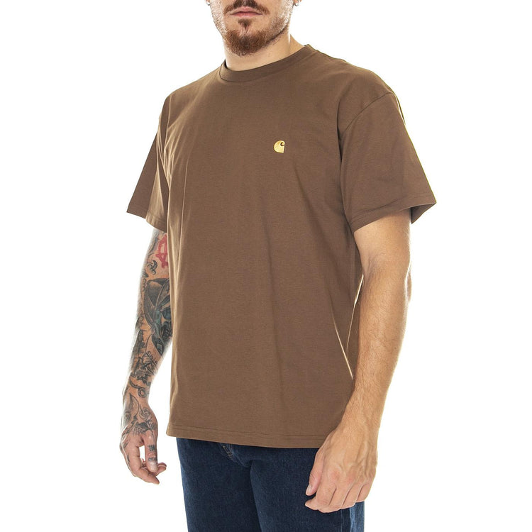 S/S Chase T-Shirt Tamarind / Gold - Maglietta Girocollo Uomo Marrone I026391.1R0XX  CARHARTT WIP 