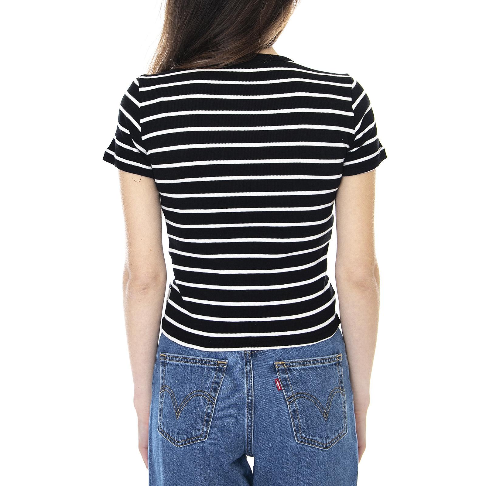 Samantha Baby T-Shirt - White / Black - Maglietta Girocollo Donna Bianca / Nera 02991-BKWHT . BRIXTON 