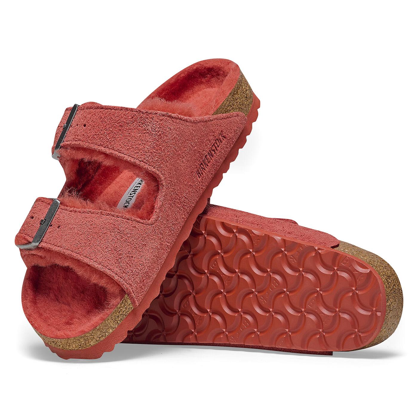 W' Arizona Shearling Sienna Red, Suede Leather Sandals - Sandali Donna Rossi 1025710  BIRKENSTOCK 