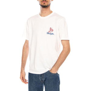EMBROIDERY TEE WORN WHITE - Maglietta Girocollo Uomo Bianca 112377987 WHT WRANGLER 