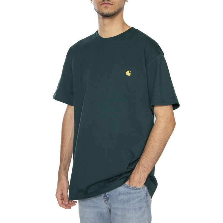 S/S Chase T-Shirt Dark Fir / Gold - Maglietta Girocollo Uomo Verde I026391.30YXX . CARHARTT WIP 