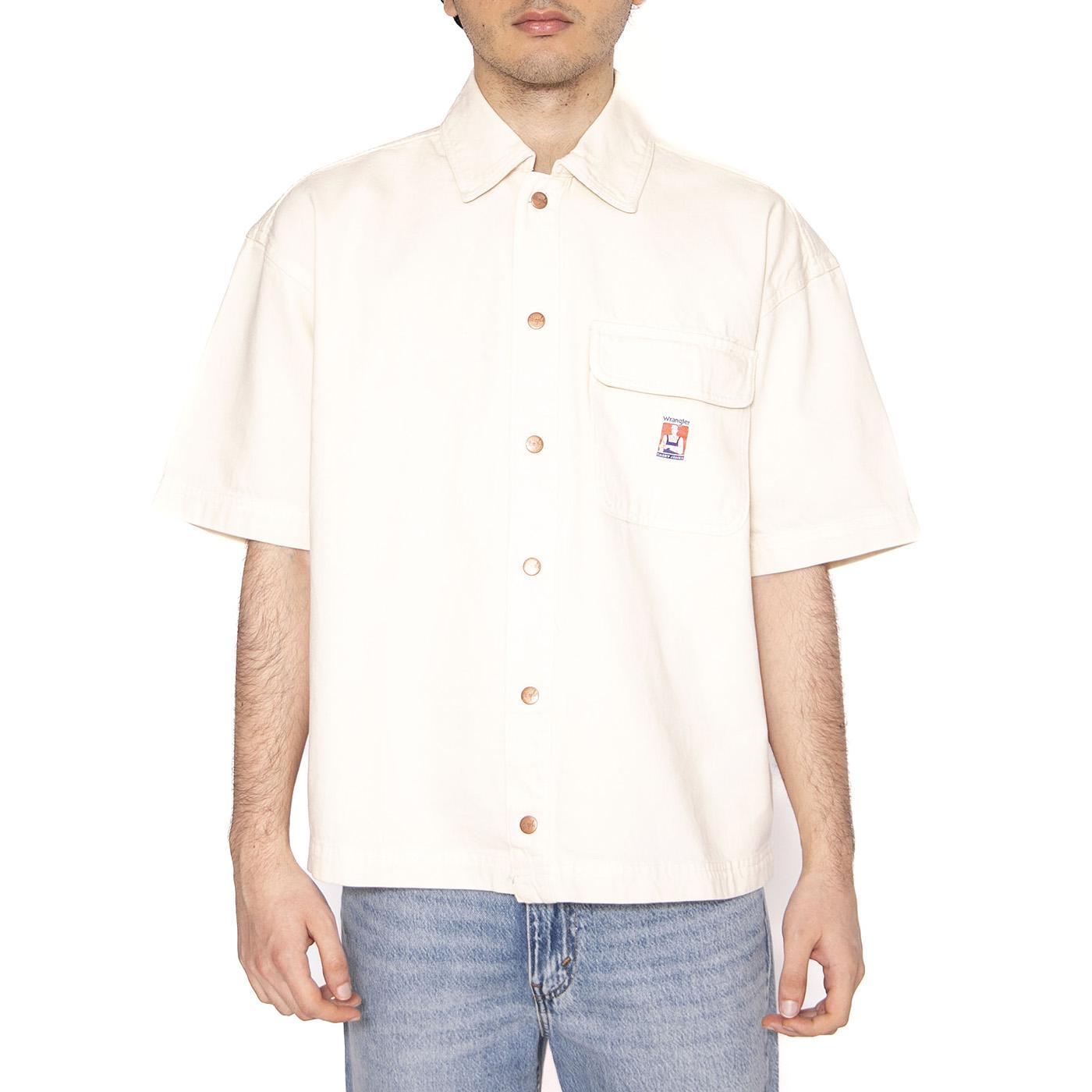 SS CJ Overshirt Ecru - Camicia Maniche Corte Uomo Bianca 112362900  WRANGLER 