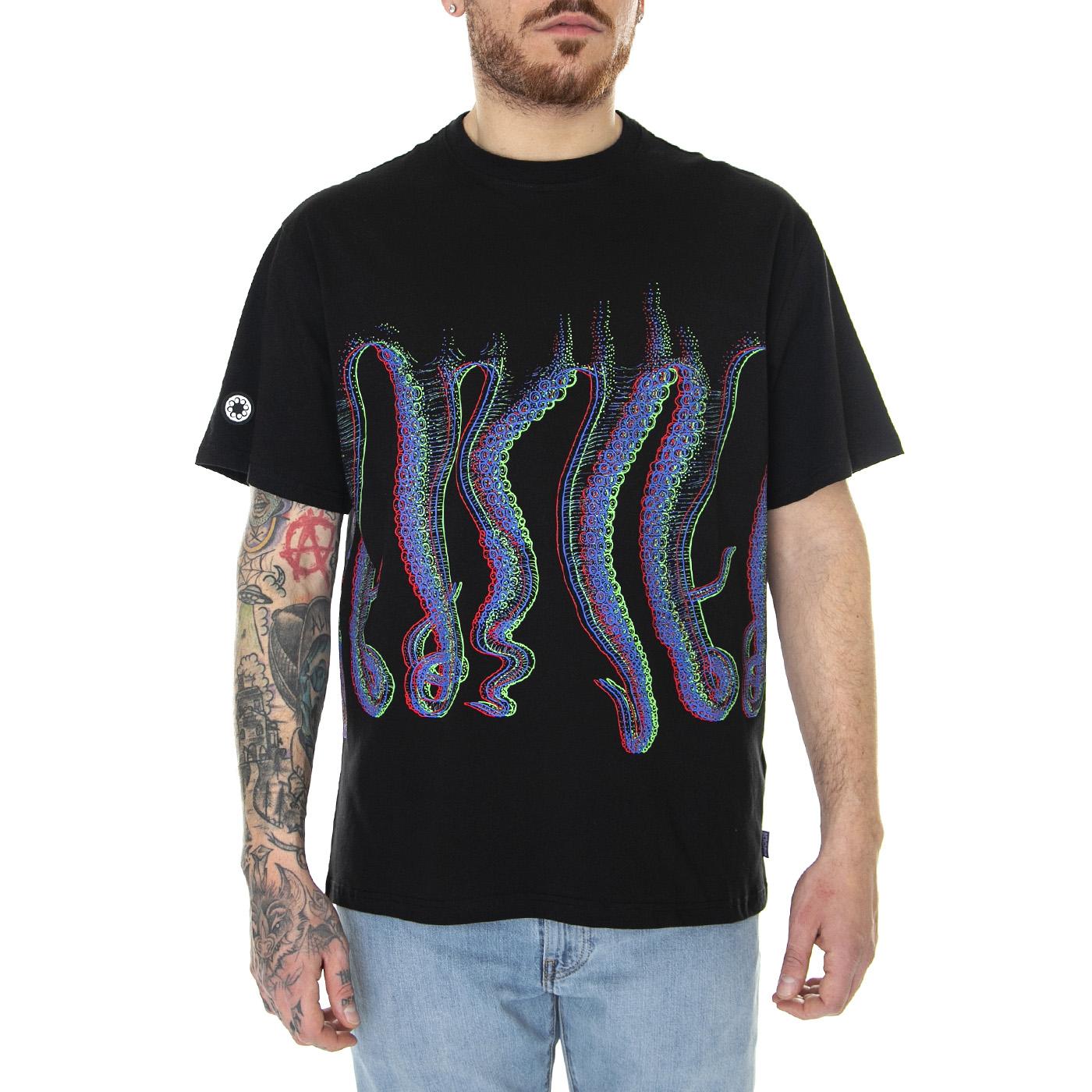 Octopus Fuzzy Tee Black - Maglietta Girocollo Uomo Nera 23SOTS35-BLACK  OCTOPUS 