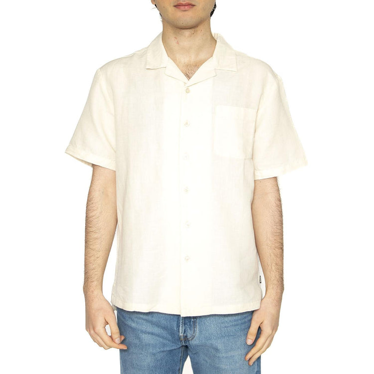 Bunker Linen Blend S/S - Camicia Maniche Corte Uomo Bianca 01410-WHTCP . BRIXTON 