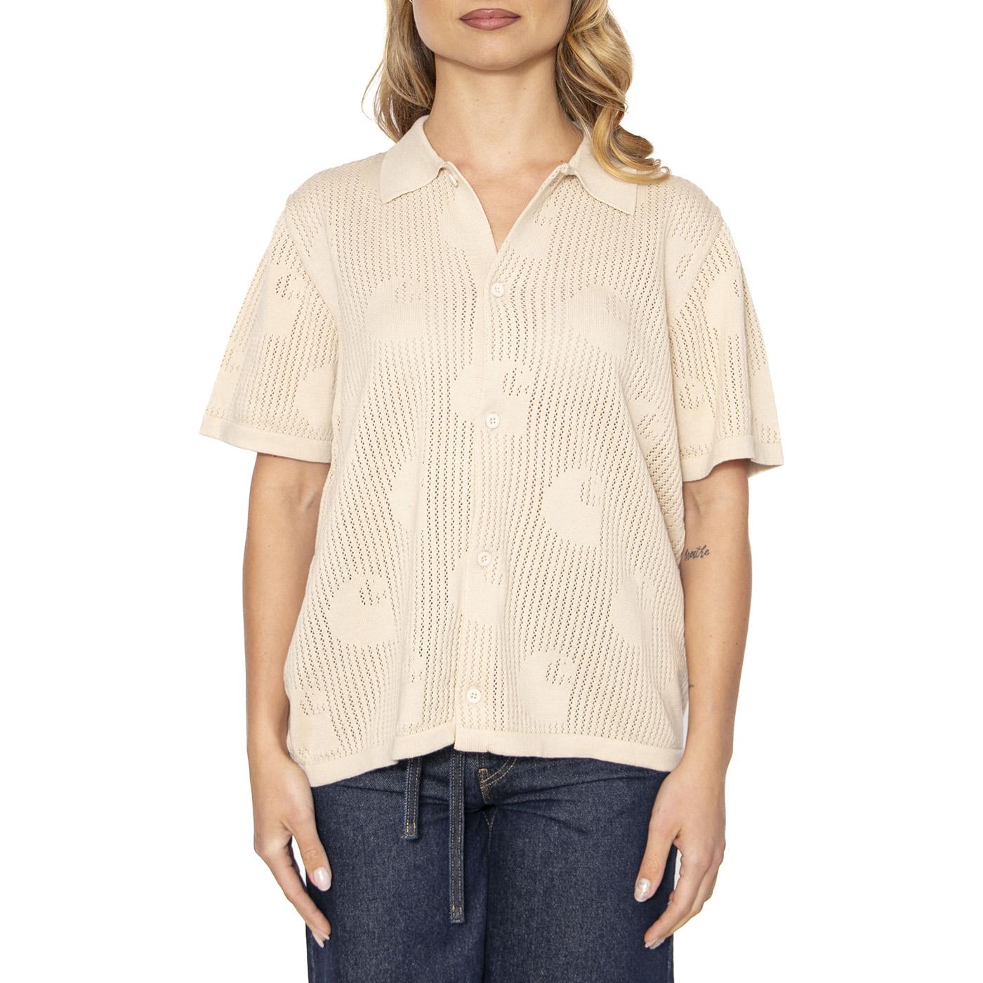 W' S/S Temple Knit Shirt Fleur De Sel - Camicia Maniche Corte Donna Beige I034541.2LPXX  CARHARTT WIP 