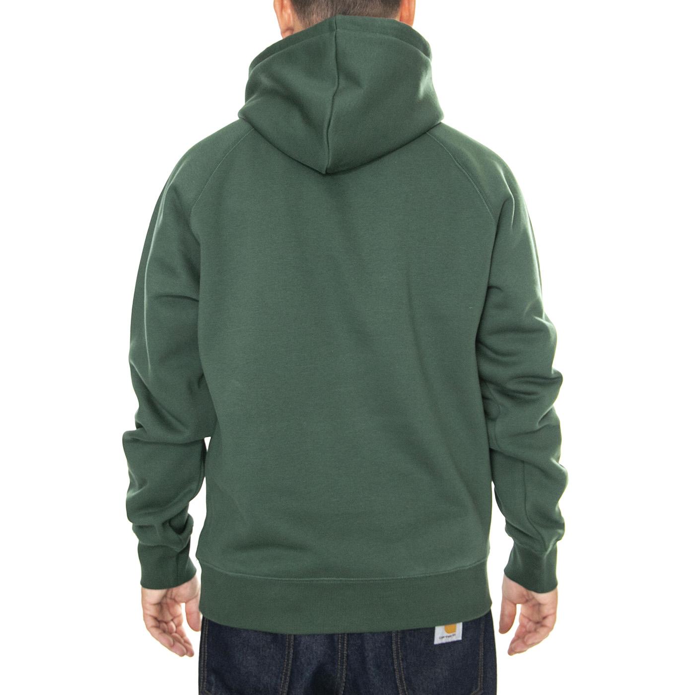 Hooded Chase Sweat Grey Heather / Gold - Felpa con Cappuccio Uomo Grigia I033661.2CXXX  CARHARTT WIP 
