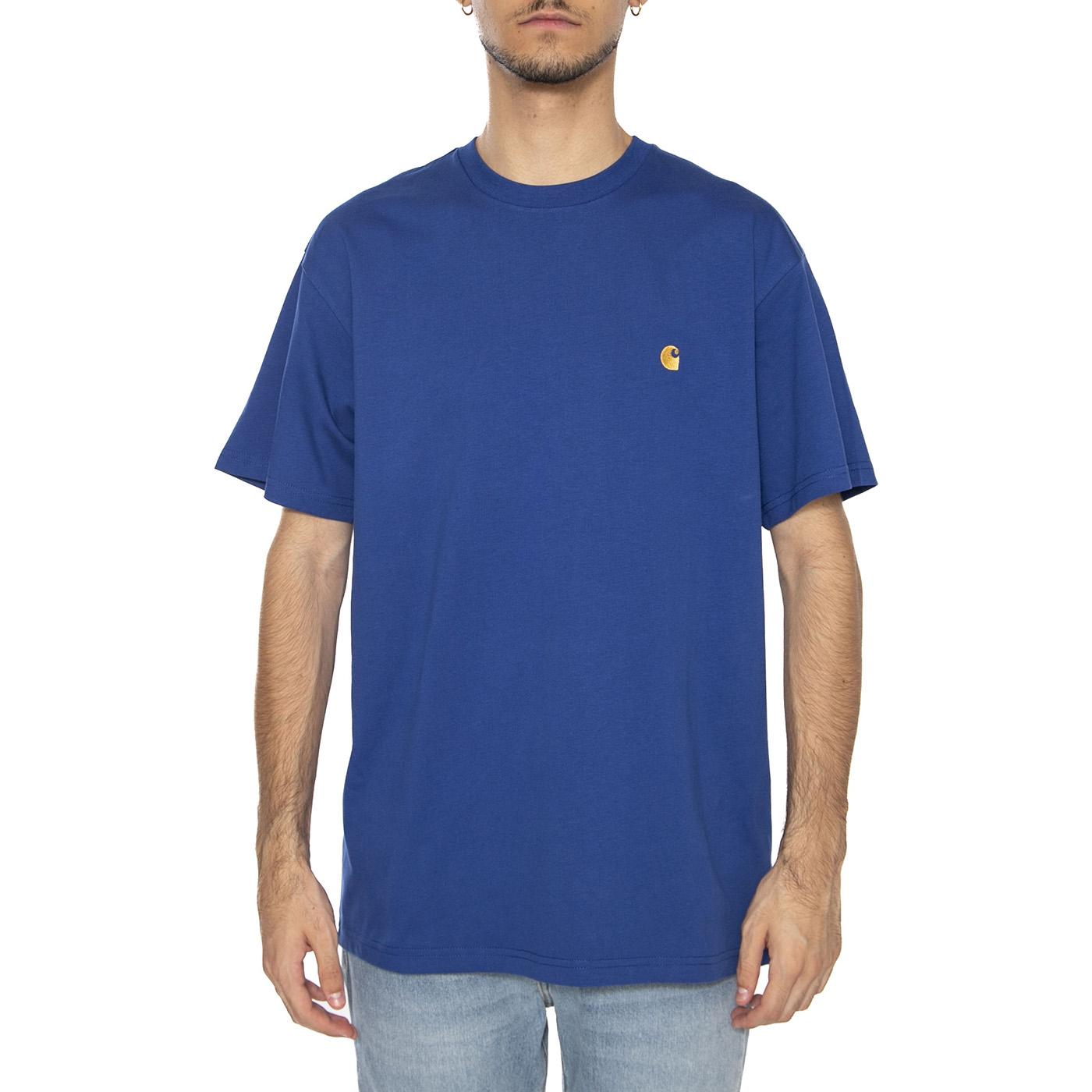 S/S Chase T-Shirt Wolfsbane / Gold - Maglietta Girocollo Uomo Blu I026391.30XXX . CARHARTT WIP 