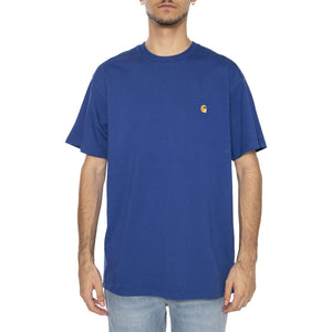 S/S Chase T-Shirt Wolfsbane / Gold - Maglietta Girocollo Uomo Blu I026391.30XXX . CARHARTT WIP 