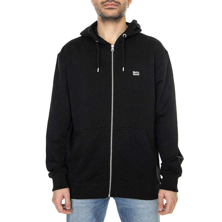 Basic Zip Through Ho Black - Felpa con Cappuccio e Zip Uomo Nera L80KSP01  LEE 