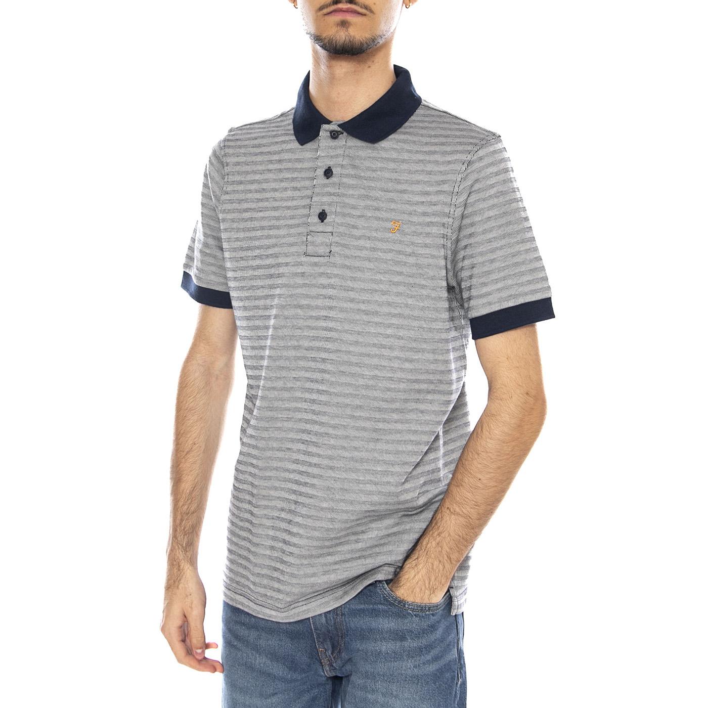 Cotham SS Polo - Polo Uomo a Maniche Corte Yale Blu Multicolore F4KFF003 996 FARAH 
