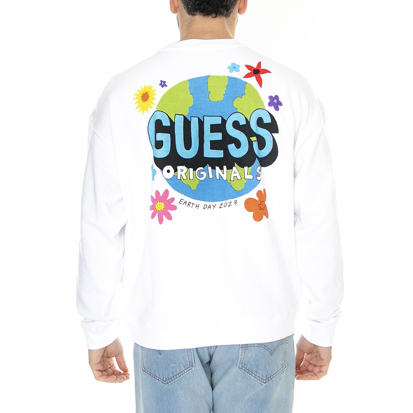 Go Earth Day Floral Crewneck Pure White - Felpa Girocollo Uomo Bianca M3GQ05KBQO2-G011  GUESS ORIGINALS 