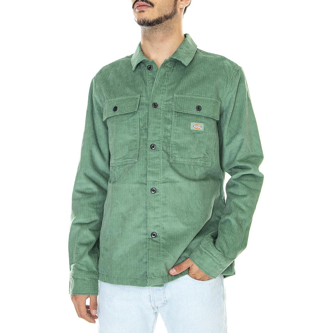 Higginson Shirt LS Dark Ivy - Camicia in Velluto Uomo Verde DK0A4XGQC971  DICKIES 