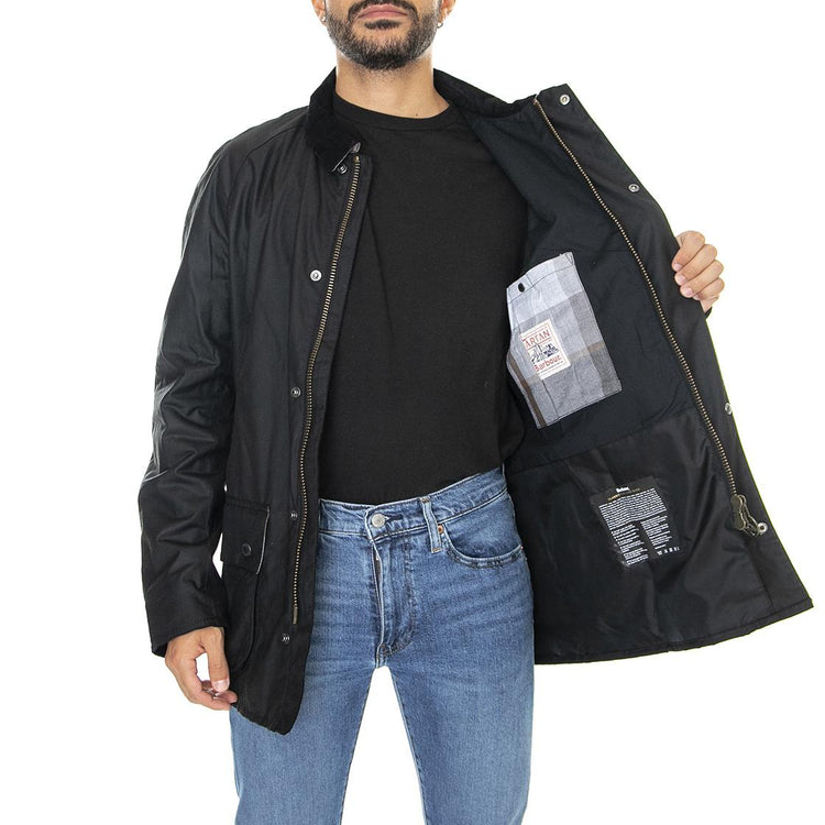 Bodey Wax Black Grey Stone Tartan - Giacca Invernale Uomo Nera 222MMWX1843-BK71  BARBOUR 