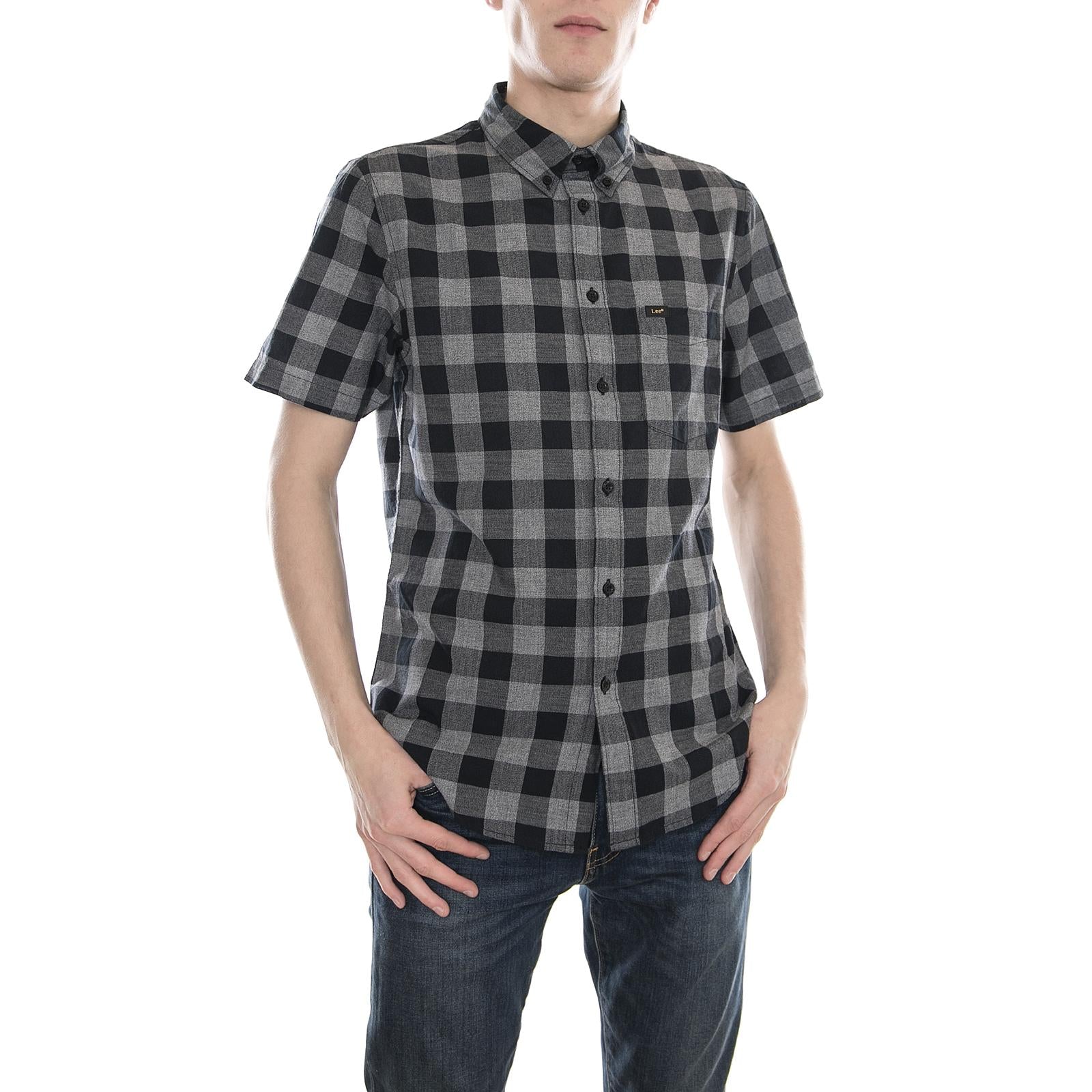 LEE BUTTON DOWN SS BLACK L886GB01  LEE 