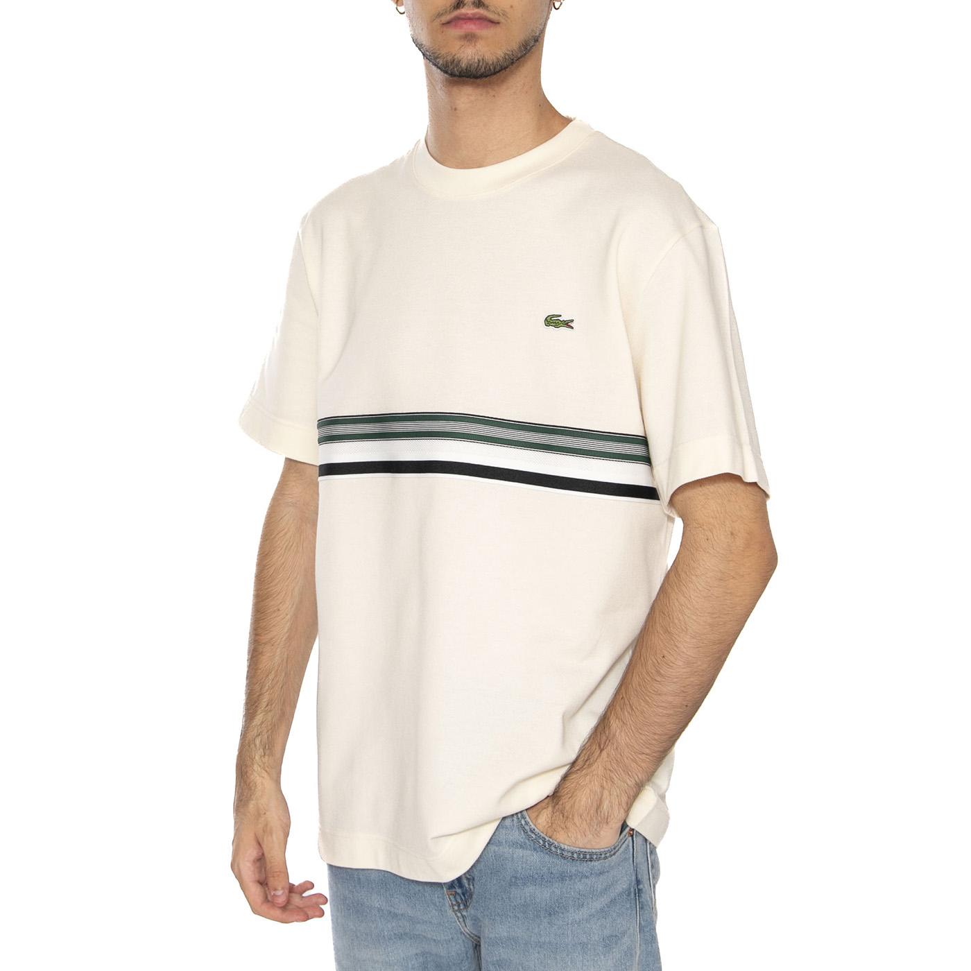 T-Shirt XFJ White - Maglietta Girocollo Uomo Bianca TH5458-XFJ  LACOSTE 