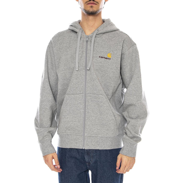 Hooded American Script Jacket Grey Heather - Felpa con Cappuccio Uomo Grigia I033063.V6XX  CARHARTT WIP 