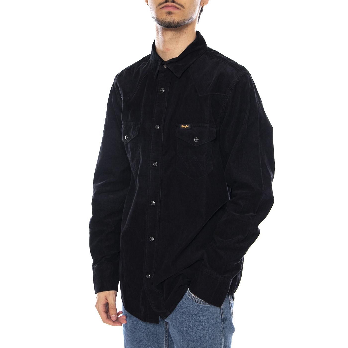 Western Cord Shirt Black - Camcicia in Velluto a Coste Uomo Nera 112371429 . WRANGLER 