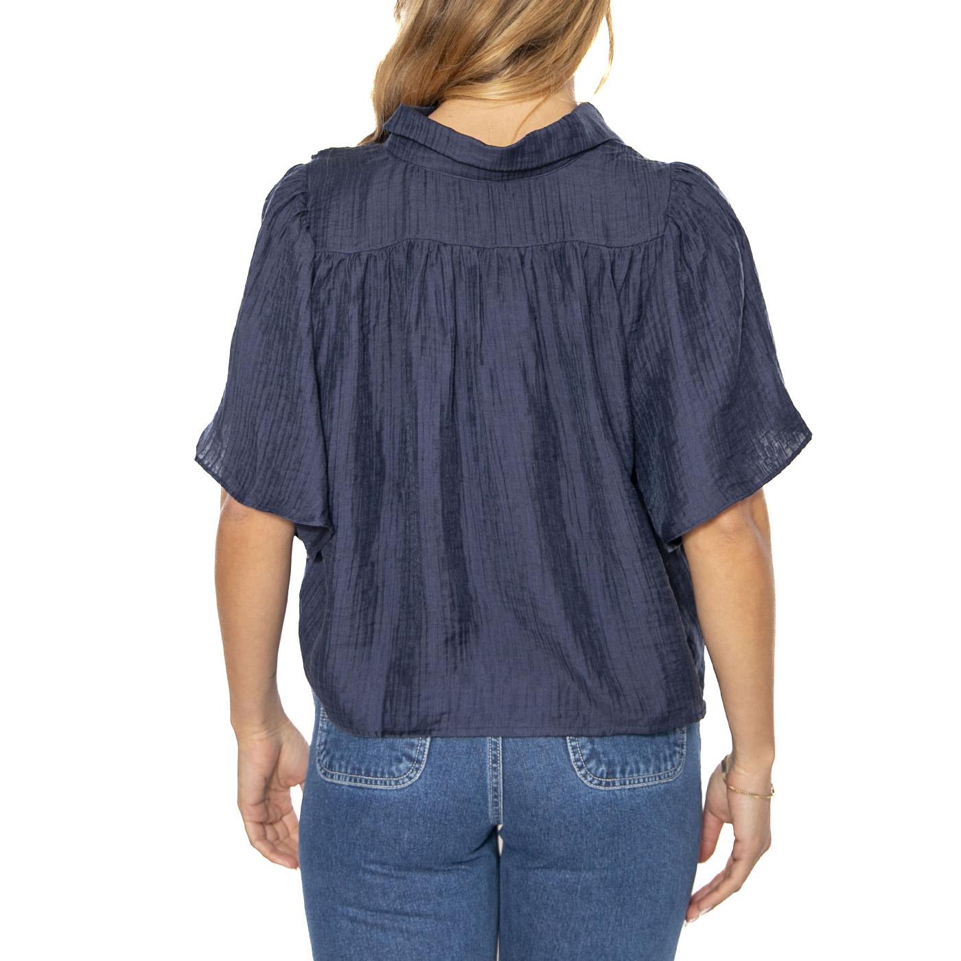 Camisa fluida manga corta azul marino - Camicia Maniche Corte Donna Blu 51W/11215  WILD PONY 