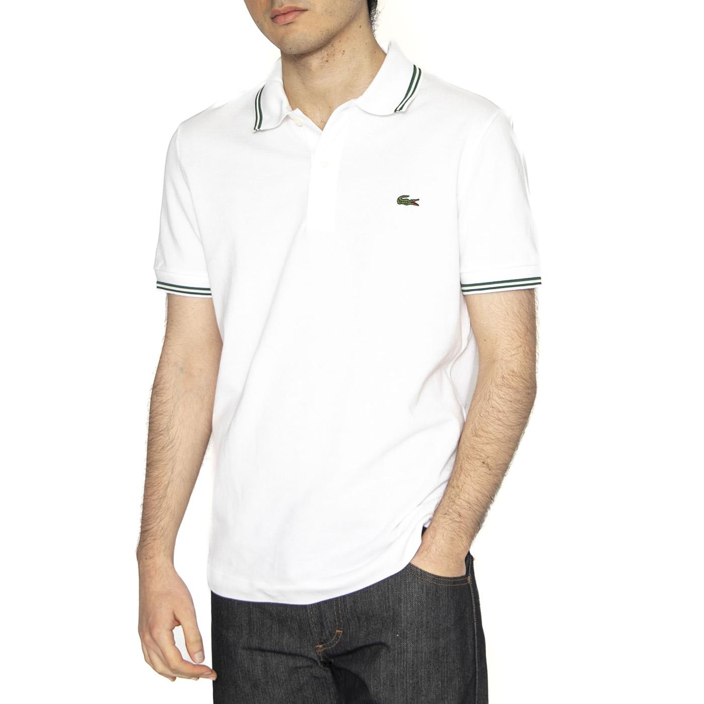 Maglietta M/C 001 Polo Shirt White - Polo Uomo Bianca con Logo a Contrasto PH9875-001  LACOSTE 