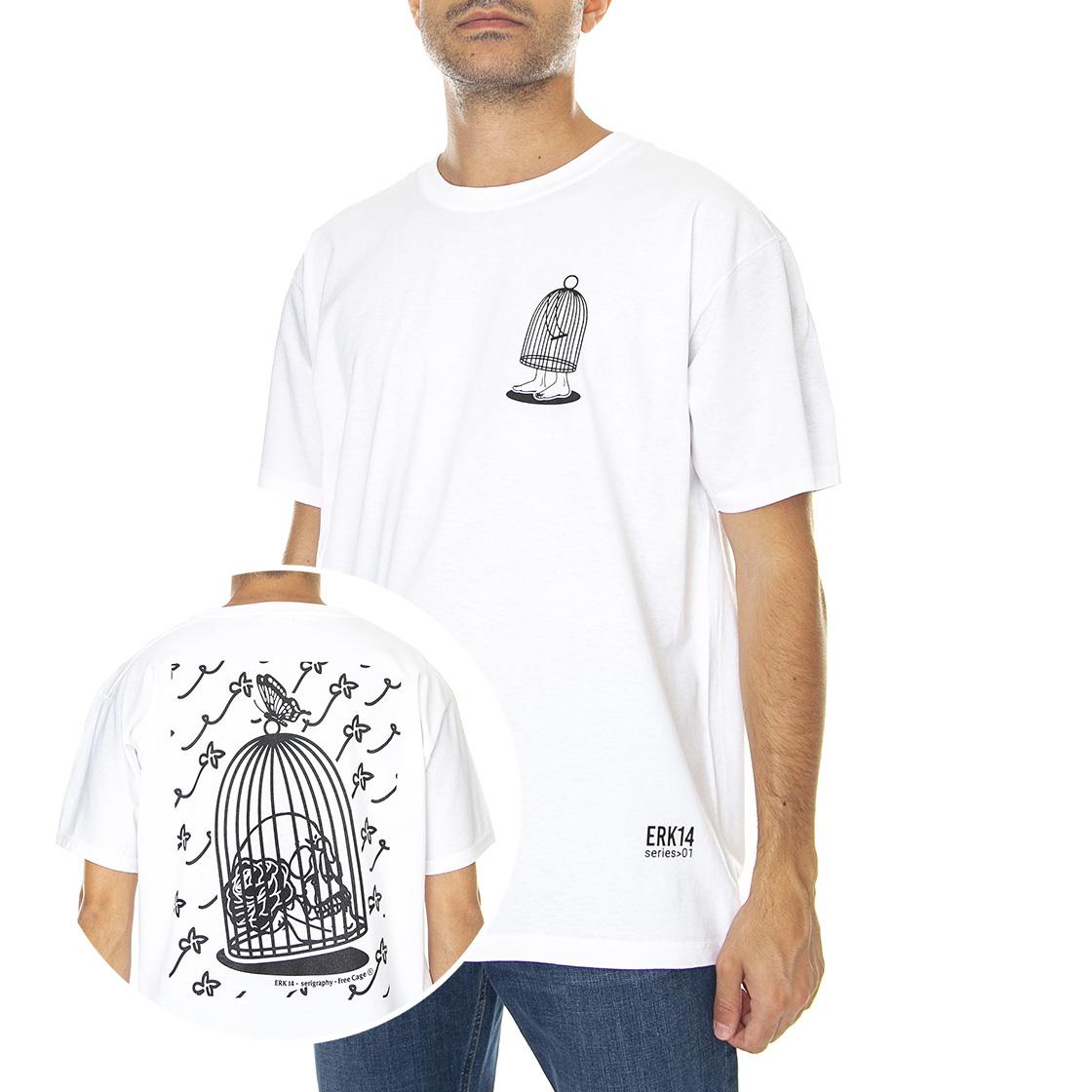 Fly Key Erk14 Serigraphy Serie 01 - Maglietta Girocollo Uomo Bianca FLYKEY-ERK14  LONDON STORE 