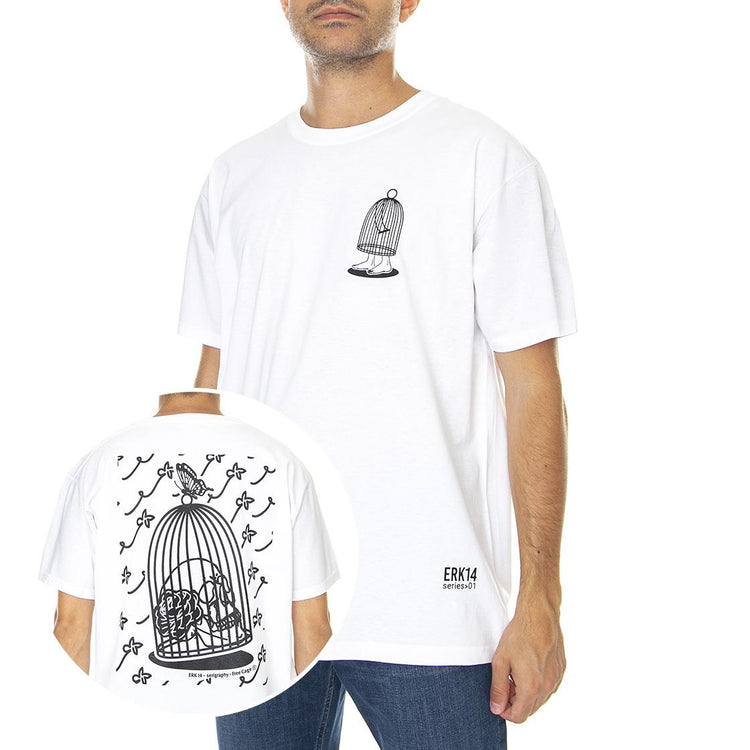 Fly Key Erk14 Serigraphy Serie 01 - Maglietta Girocollo Uomo Bianca FLYKEY-ERK14  LONDON STORE 