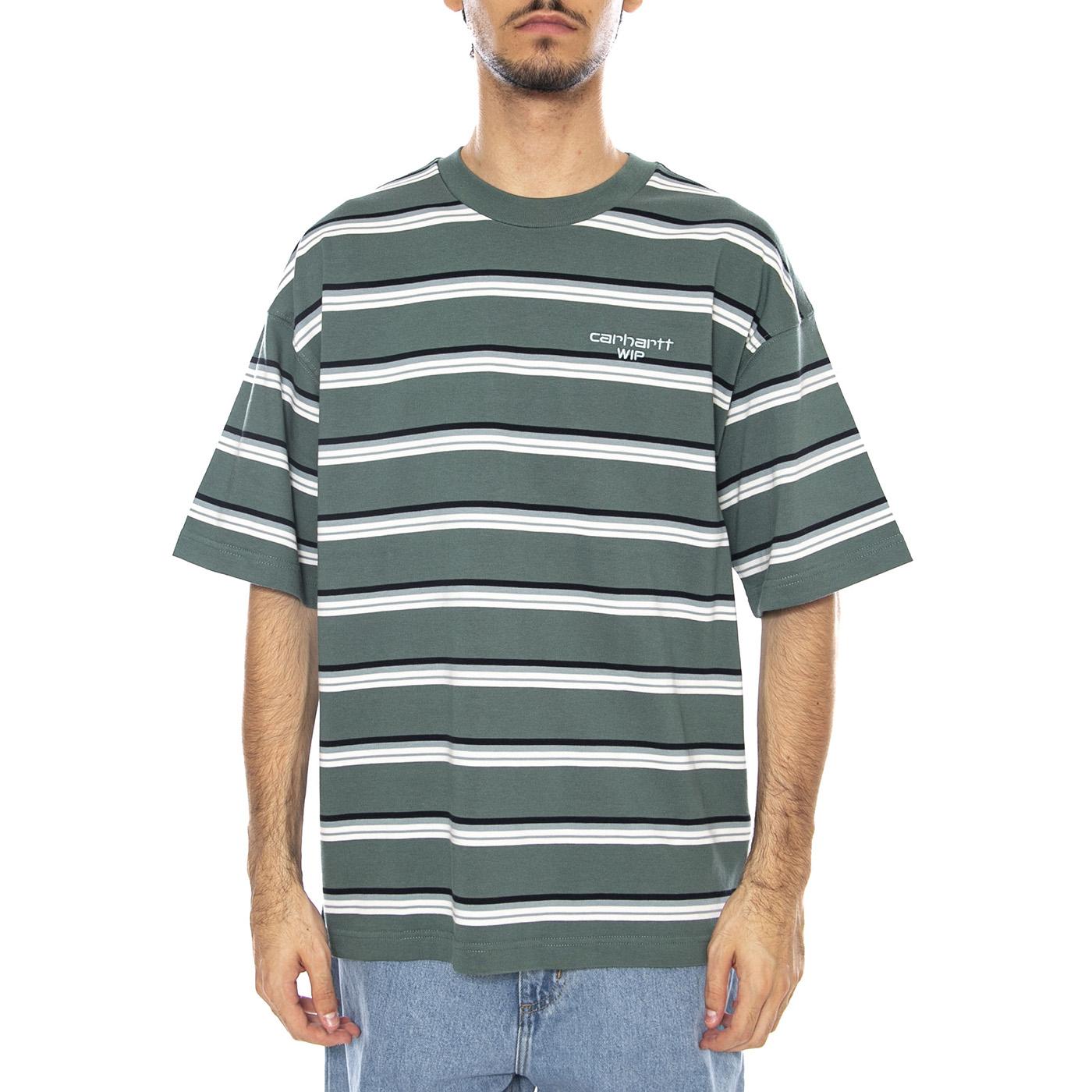 S/S Holm T-Shirt Holm Stripe, Silver Pine - Maglietta Girocollo Uomo Multicolore I035302.37CXX . CARHARTT WIP 