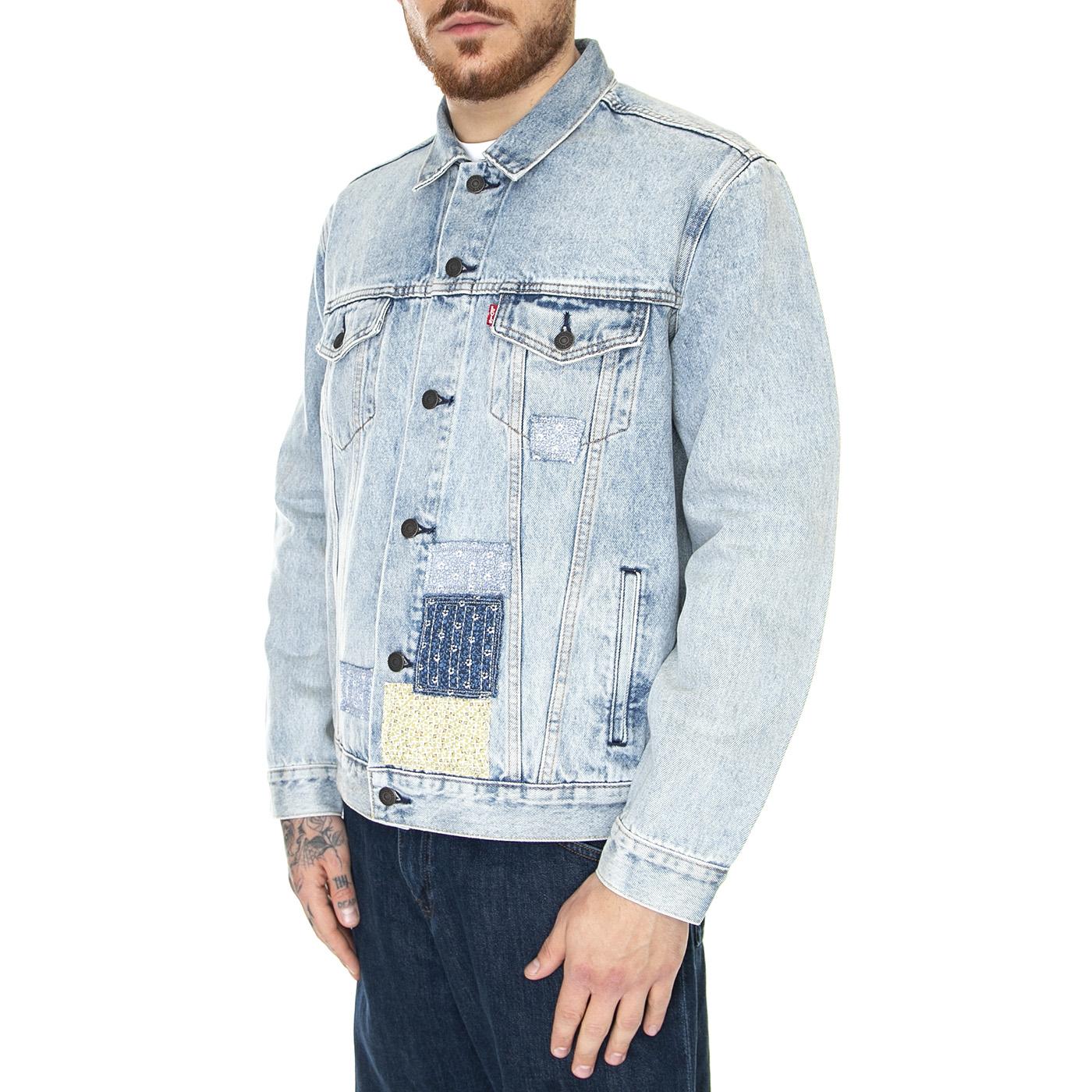 The Trucker Jacket Torn Up Dx Light Indigo Worn In - Giacca Denim Jeans Uomo Blu 72334-0648  LEVIS 