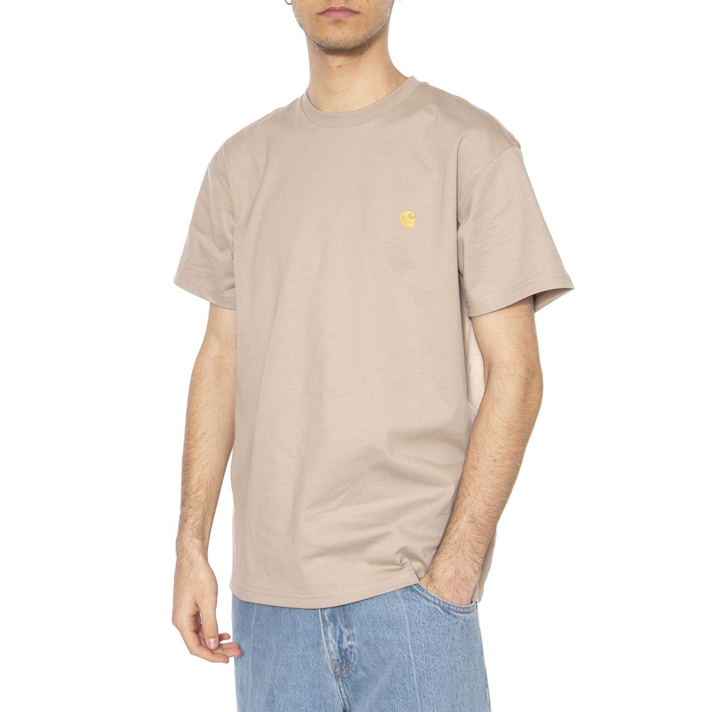 S/S Chase T-Shirt Dusky Beige / Gold - Maglietta Girocollo Uomo Beige I026391.2Q6XX  CARHARTT WIP 