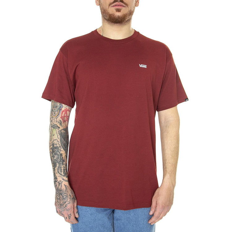 MN Left Chest Logo Tee Syrah / White - Maglietta Girocollo Uomo Rossa VN0A3CZEBWD1  VANS 