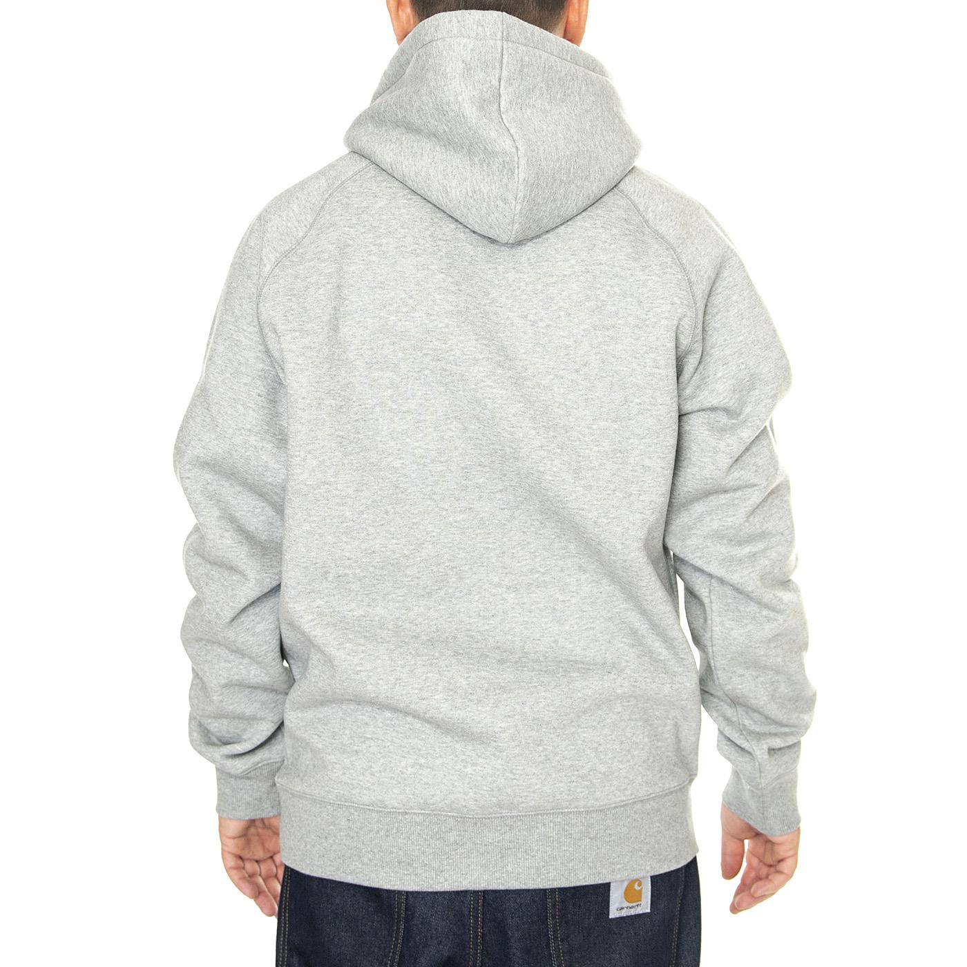 Hooded Chase Sweat Grey Heather / Gold - Felpa con Cappuccio Uomo Grigia I033661.00MXX . CARHARTT WIP 