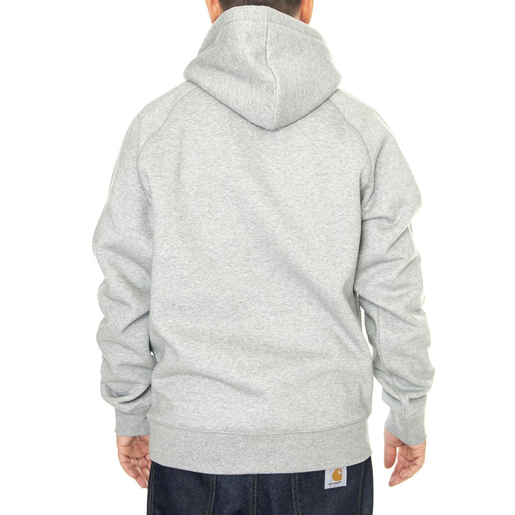 Hooded Chase Sweat Grey Heather / Gold - Felpa con Cappuccio Uomo Grigia I033661.00MXX . CARHARTT WIP 
