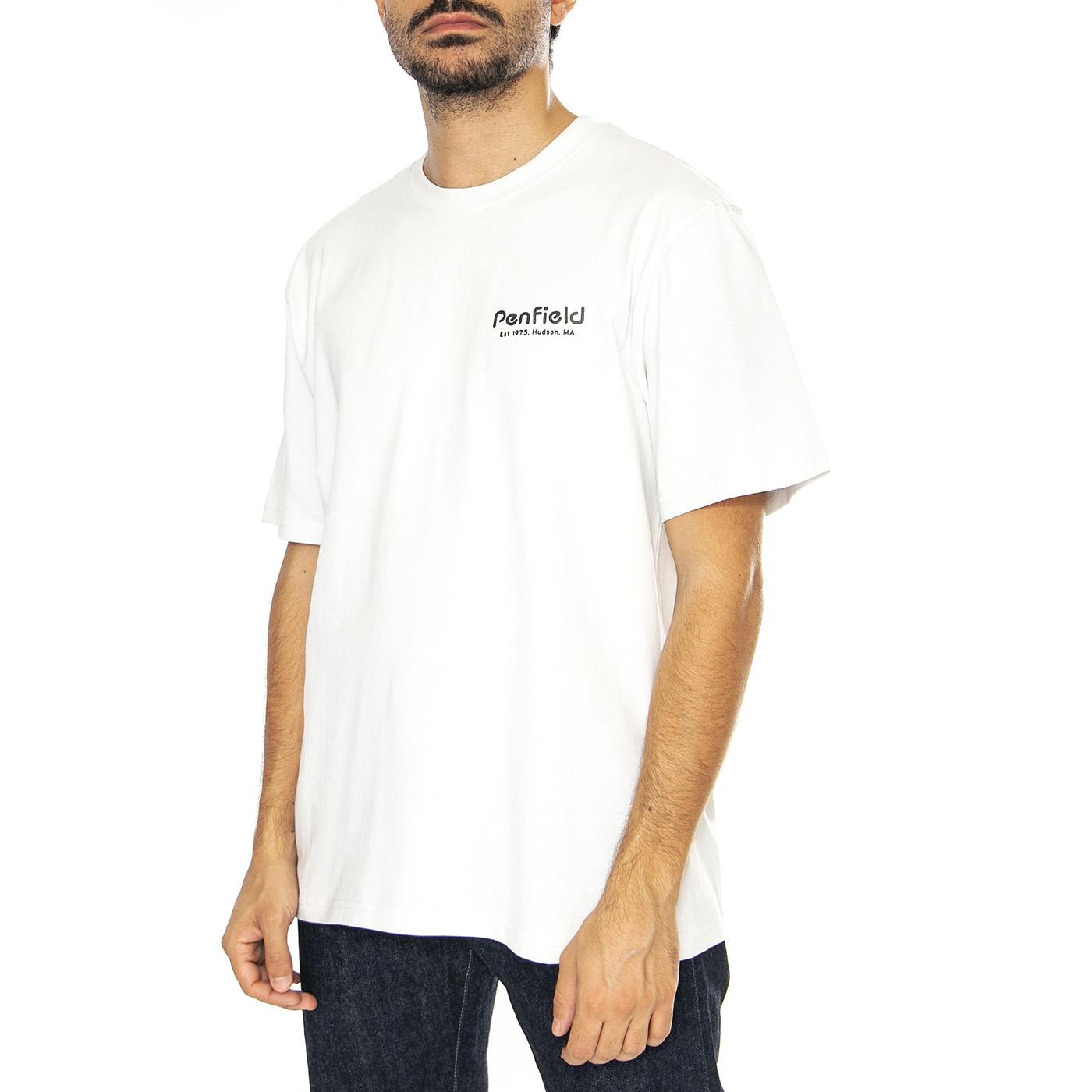 Hudson Script T-Shirt Nimbus Cloud - Maglietta Girocollo Uomo Bianca PFD0349-F57  PENFIELD 