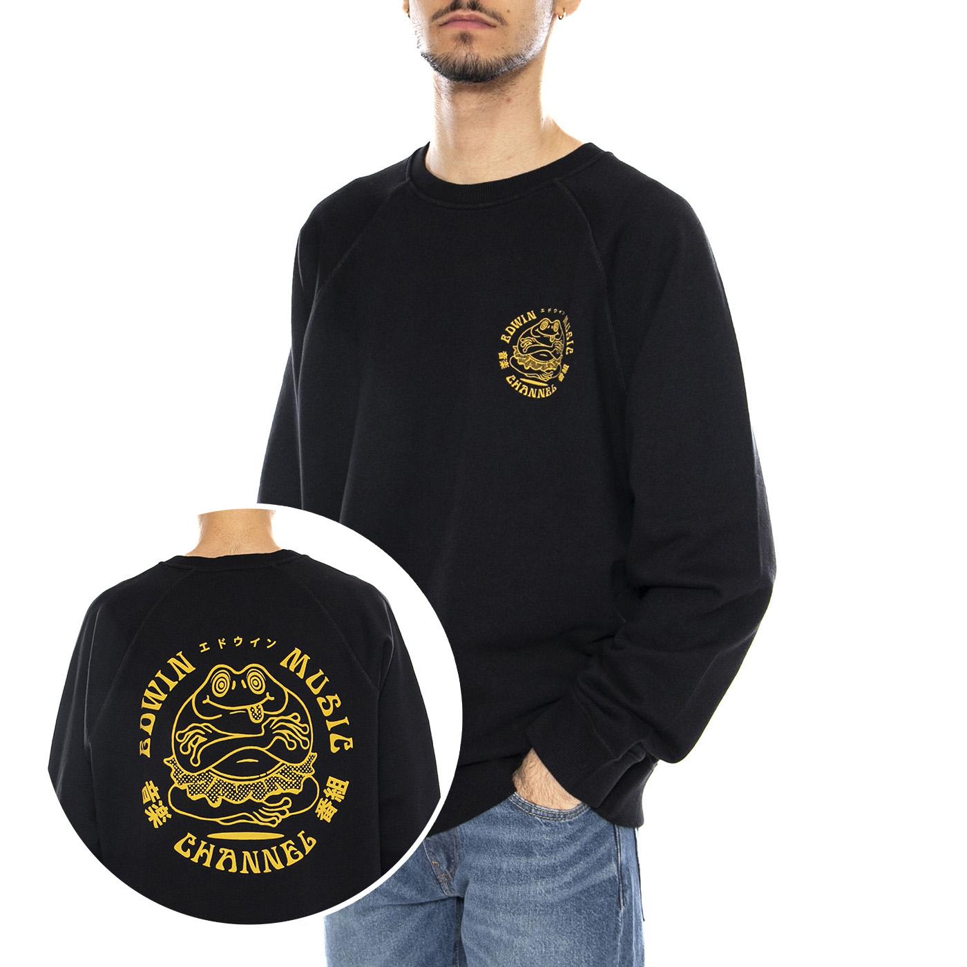 EDWIN Music Channel Sweat -- Felpa Girocollo Uomo Nera I032507.89.67. 89.67 EDWIN 