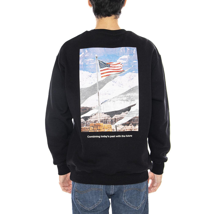 Stars and Stripes Cewneck Black - Felpa Girocollo Uomo Nera 6050169 10158 CAT 