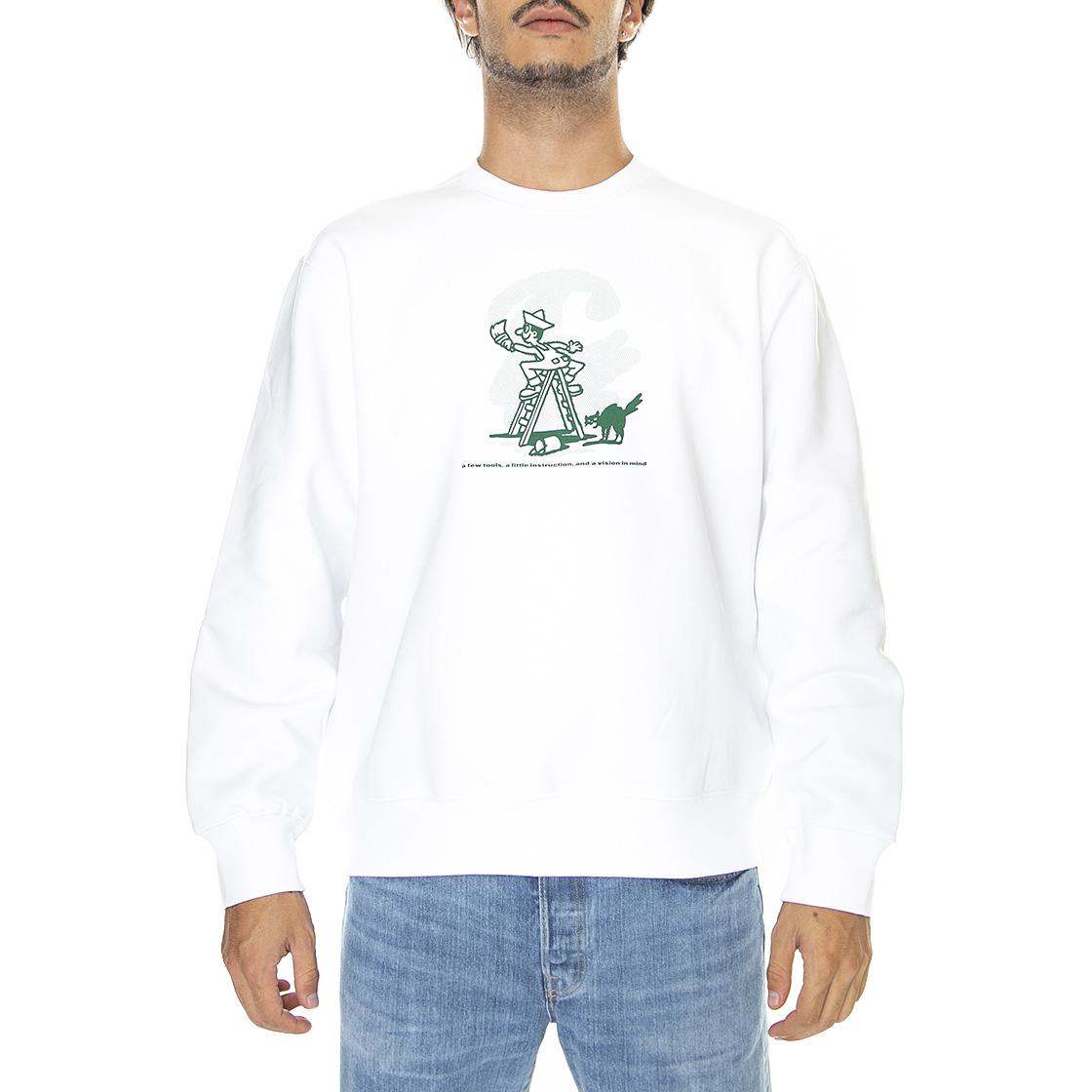 Lucky Painter Sweat White / Bonsaï - Felpa Girocollo Uomo Bianca I031015-19ZXX  CARHARTT WIP 