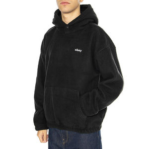 Bold Polar Flleece Hood Black - Felpa con Cappuccio Uomo Nera 112470193-BLK  OBEY 