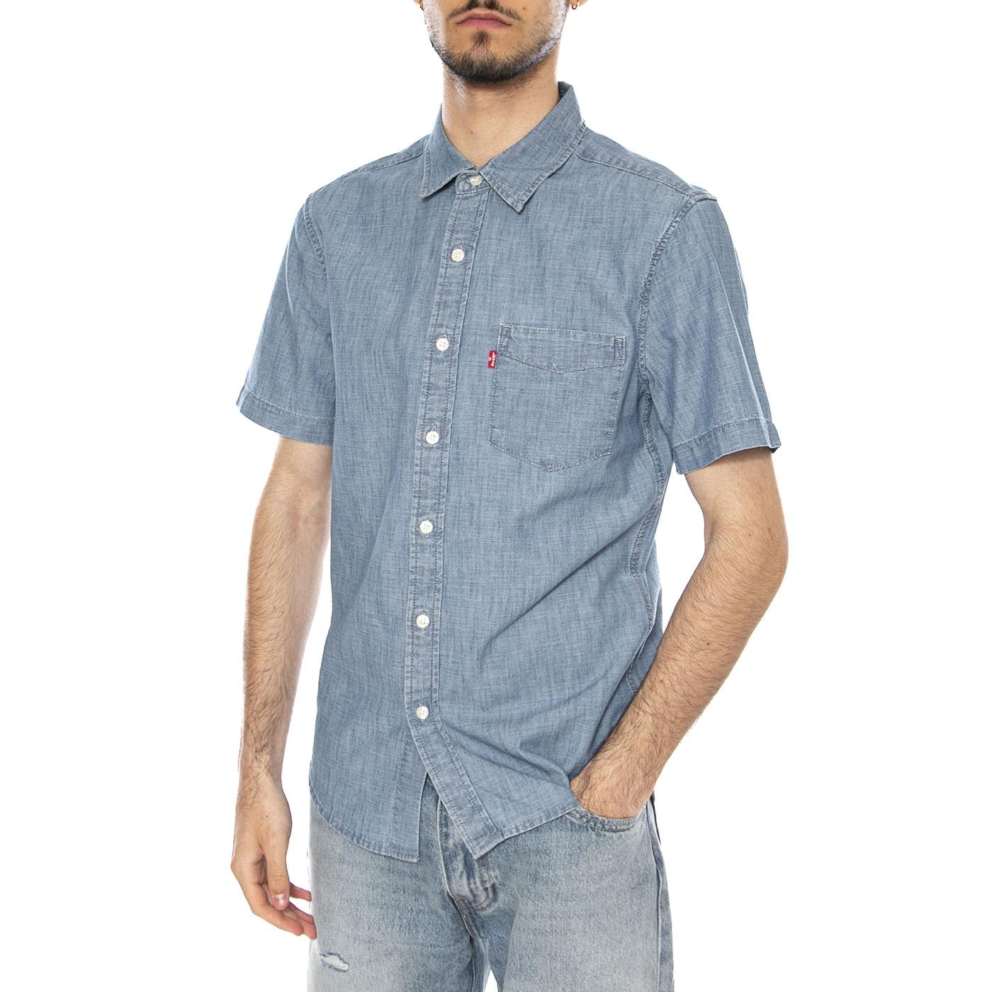 S/S SUNSET STANDARD SEBASTIAN CHAMB LIGHT INDIGO - Camicia Maniche Corte Uomo Blu 86624-0062 LID LEVIS 