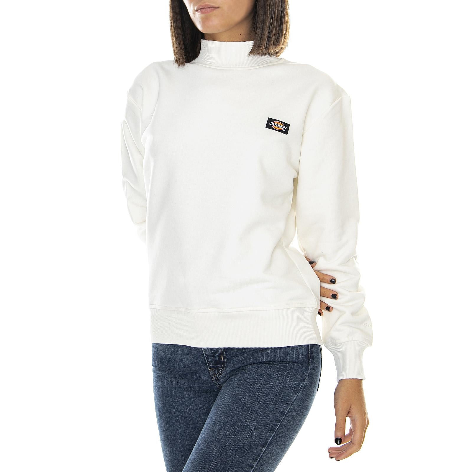 Bardwell Mock-Neck Sweatshirt - White - Felpa Mezzo Collo Donna Bianca 02 300028-ECR . DICKIES 