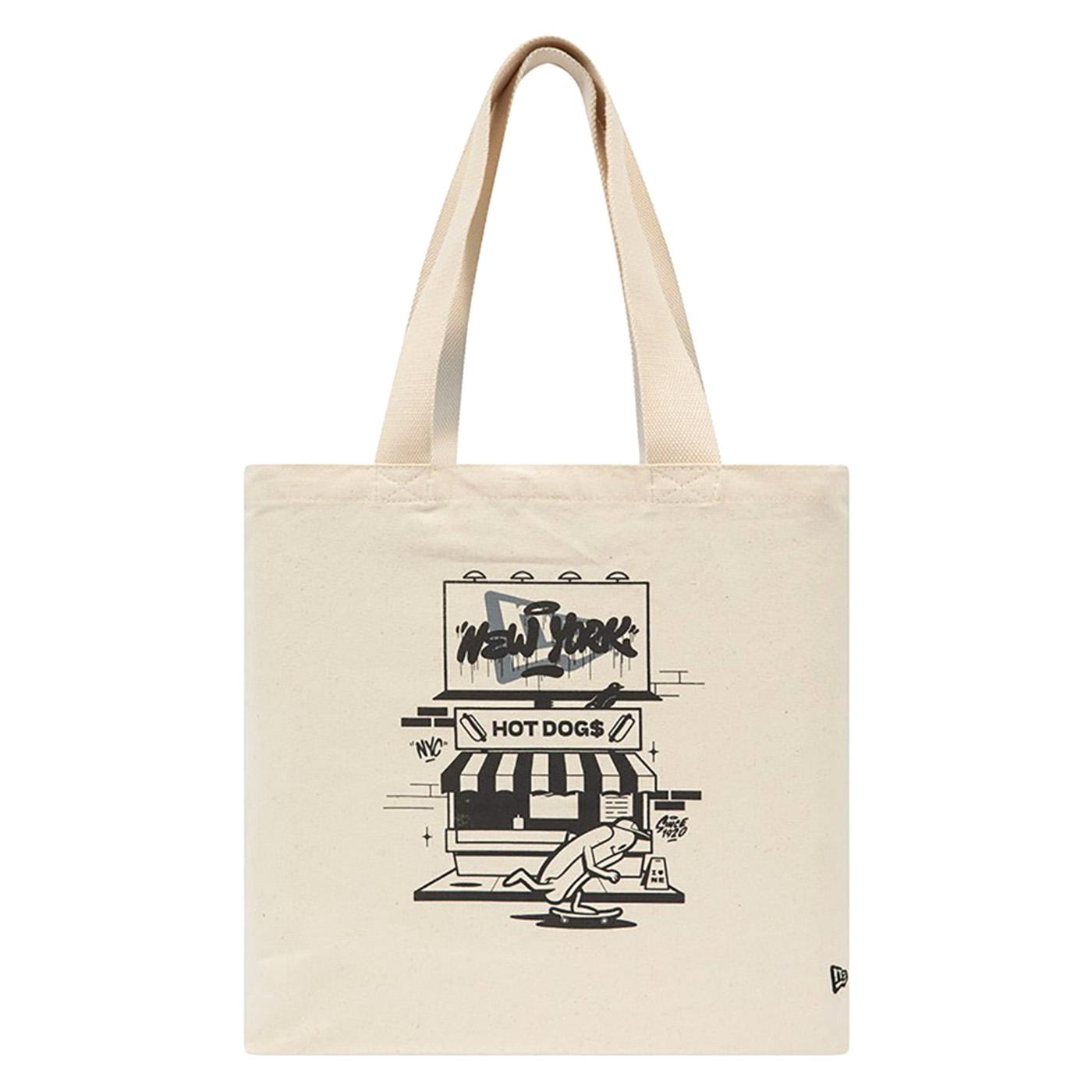 NE Graphic Tote Bag New Era Ivory / Black - Borsa Shopping Bag Beige 60503777  NEW ERA 