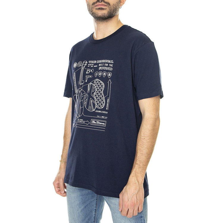 Exploded Guitar Tee Marine - Maglietta Girocollo Uomo Blu 67130-035  BEN SHERMAN 