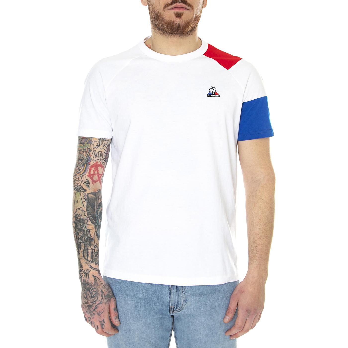 BAT Tee SS N°1 M N.O.W / B. Electro / Rouge - Maglietta Girocollo Uomo Bianca / Multicolore 2210554-n.o.w/b.electro/rouge electro  LE COQ SPORTIF 