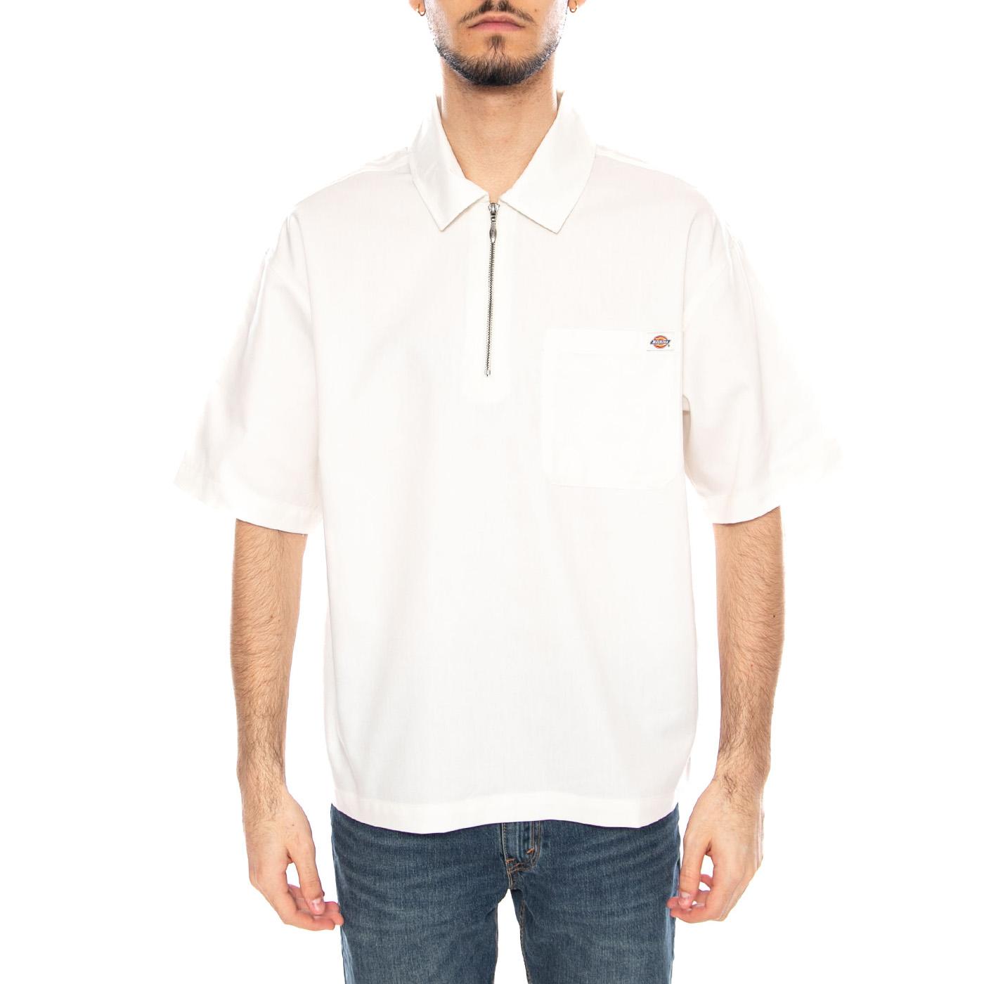 Dickies Mens Short Sleeve Ranch Quarter Zip Shirt Whitecap Grey - Maglietta Maniche Corte Uomo Bianca DK0A883 PIC481 DICKIES 