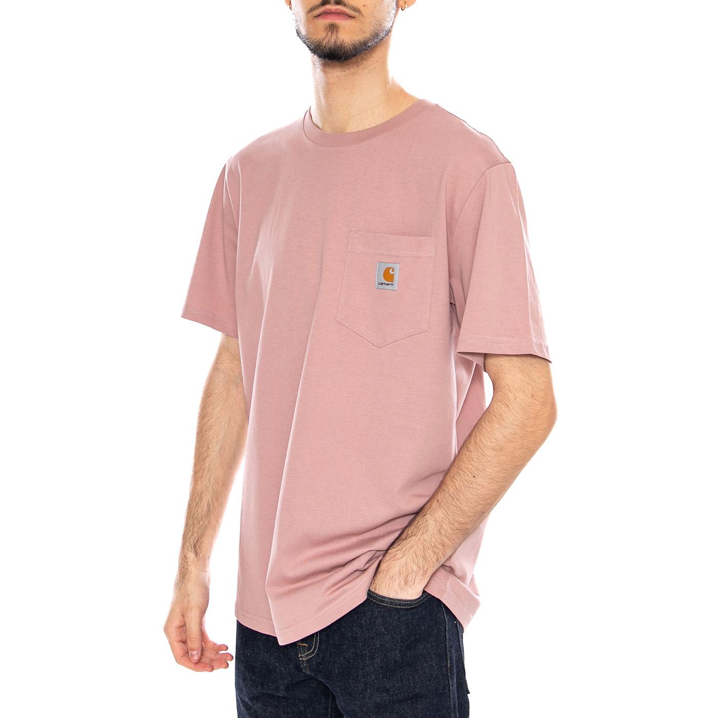 S/S Pocket T-Shirt Glassy Pink - Maglietta Girocollo Uomo Rosa I030434.1NJXX . CARHARTT WIP 